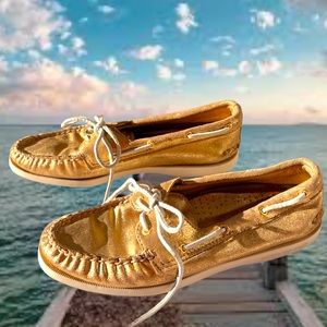 SPERRY | GOLD Metallic Boat Shoes Loafers women’s 8.5